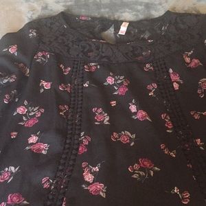 Black blouse with lace and roses